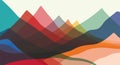 Mountains flat color illustration. Abstract simple landscape. Colorful hills. Multicolored abstract shapes